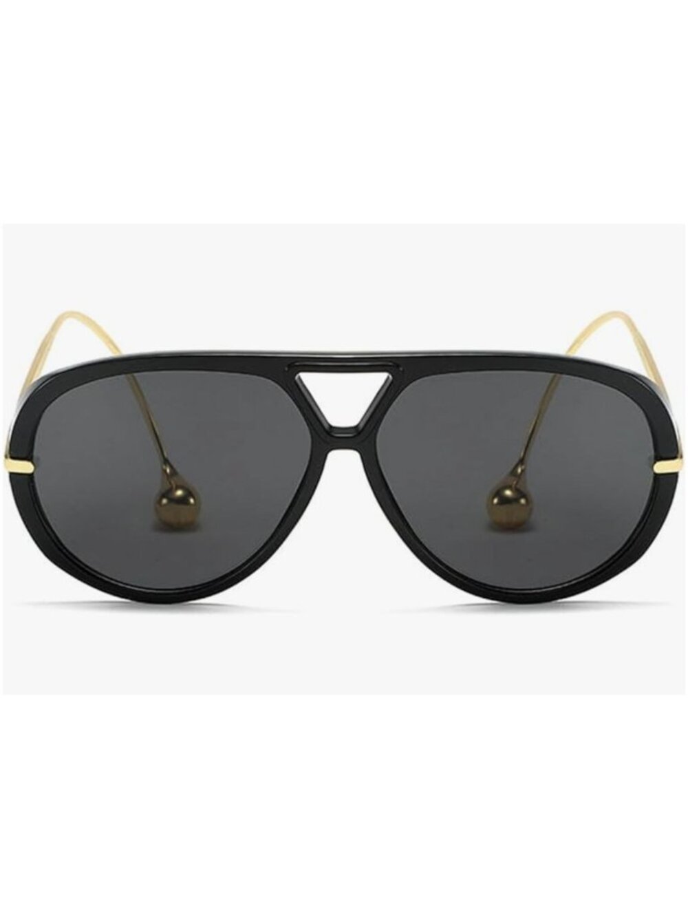 Vintage Oversized Aviator Sunglasses With Adjustable Gold Temples & Black Frame